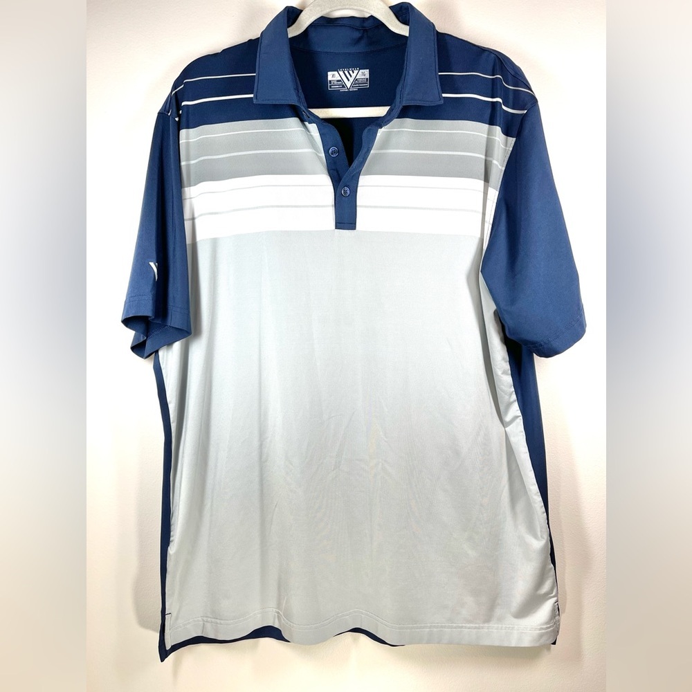 Levelwear Men’s Short Sleeve Navy Striped Golf Polo Size‎ XL